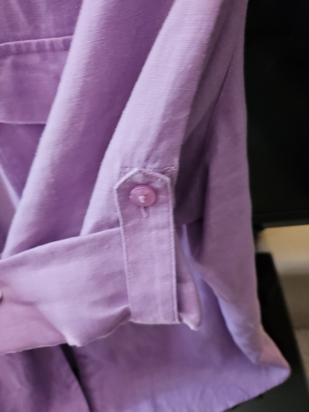 Kim Rogers Lilac Linen Button-Up Blouse - Picture 3 of 3